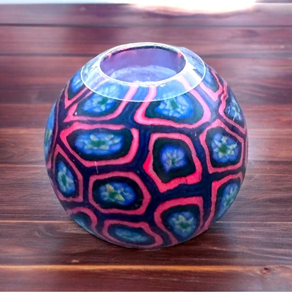 Vtg Northern Lights USA Blue Glowing Ball Candle Fractals Wax Candle 3.5” NIB - Picture 1 of 10